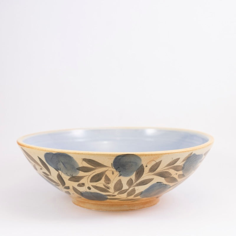 Large Shallow Bowl with Blue Interior