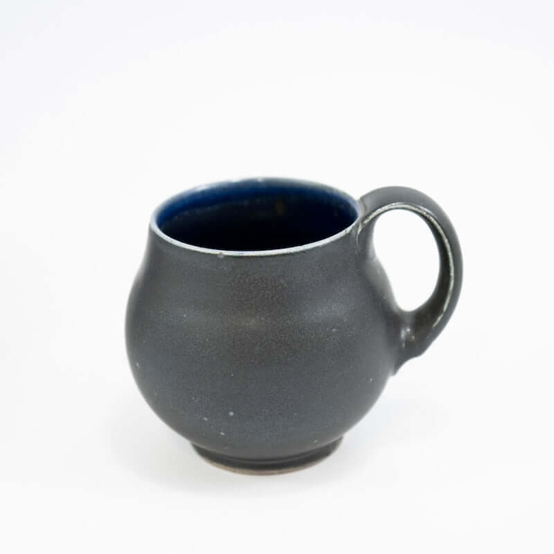 Small Round Bellied Mug in Black and Blue at PINCH