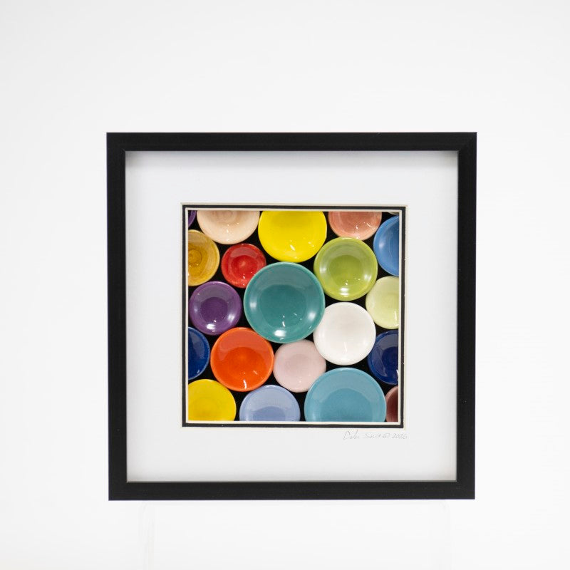 8x8 Plate Avalanche With Teal Plate Shadow Box in a Black Frame