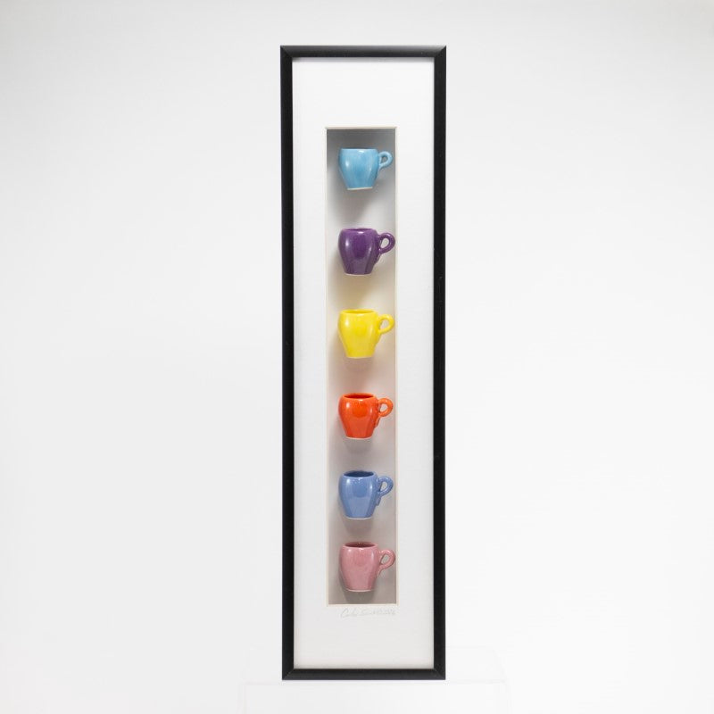 4x16 Vertical Shadowbox with a Blue Mug in a Black Frame