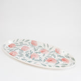 Oval Platter with Hand-Painted Red Flowers