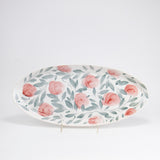 Oval Platter with Hand-Painted Red Flowers