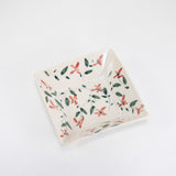 Small Square Dish with Hand-Painted Red Flowers