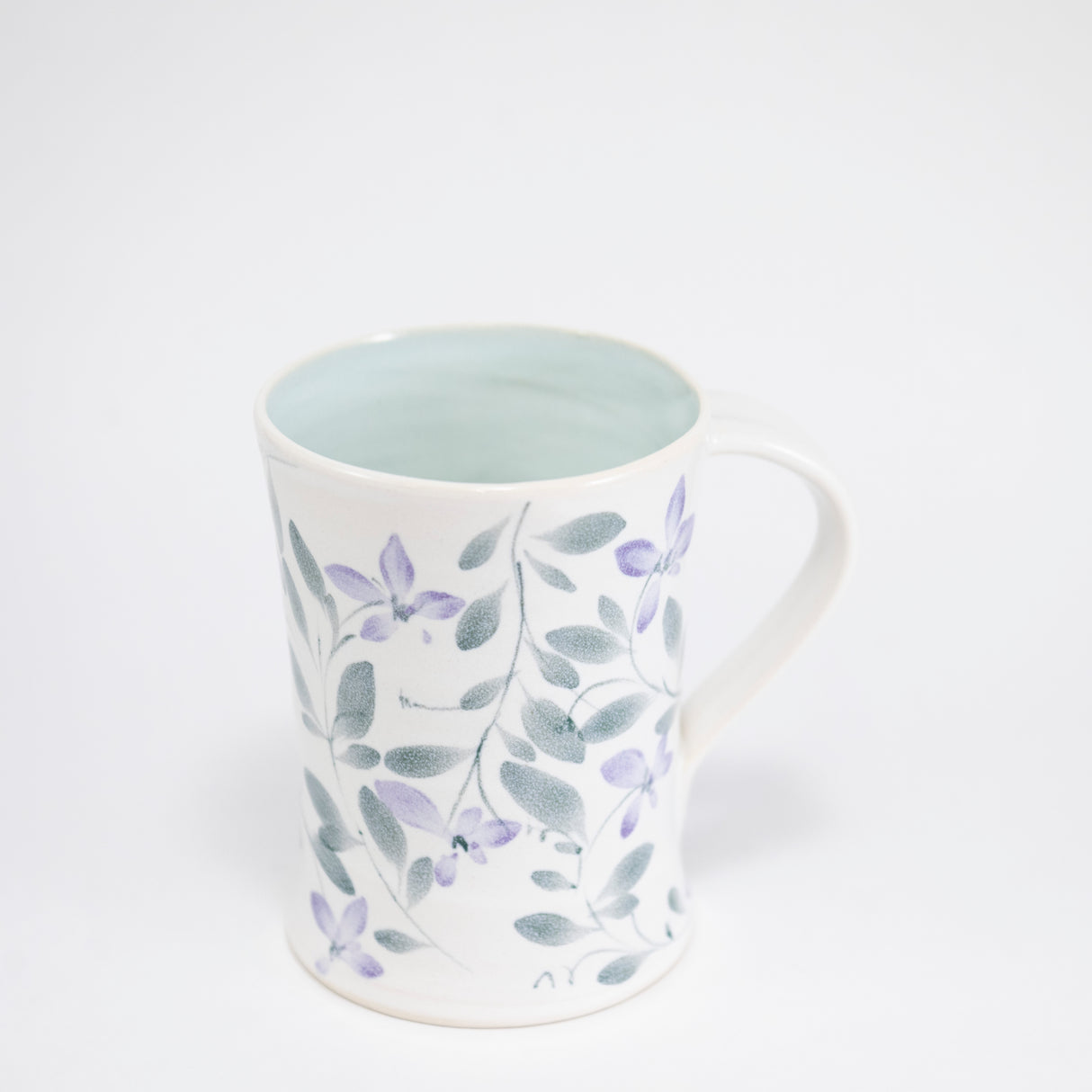 Mug with Hand-Painted Lavender Flowers