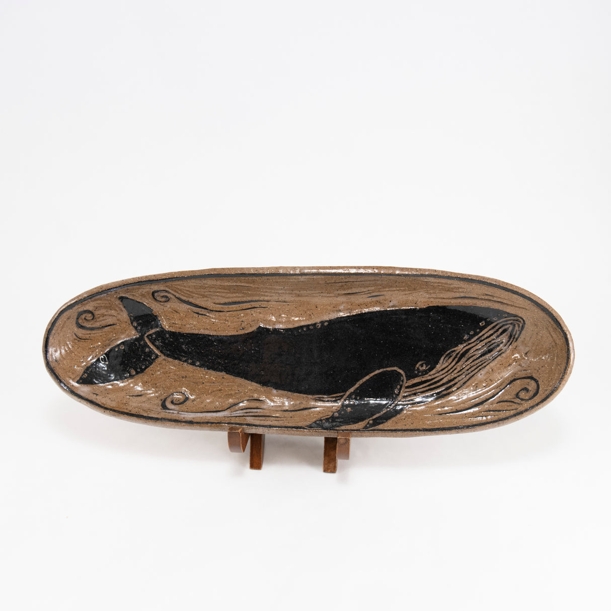 4" x 11" Sgraffito Whale Platter