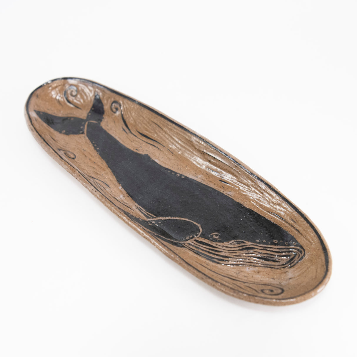 4" x 11" Sgraffito Whale Platter