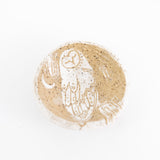 2.5" Sgraffito White Owl with a Crescent Moon Dish