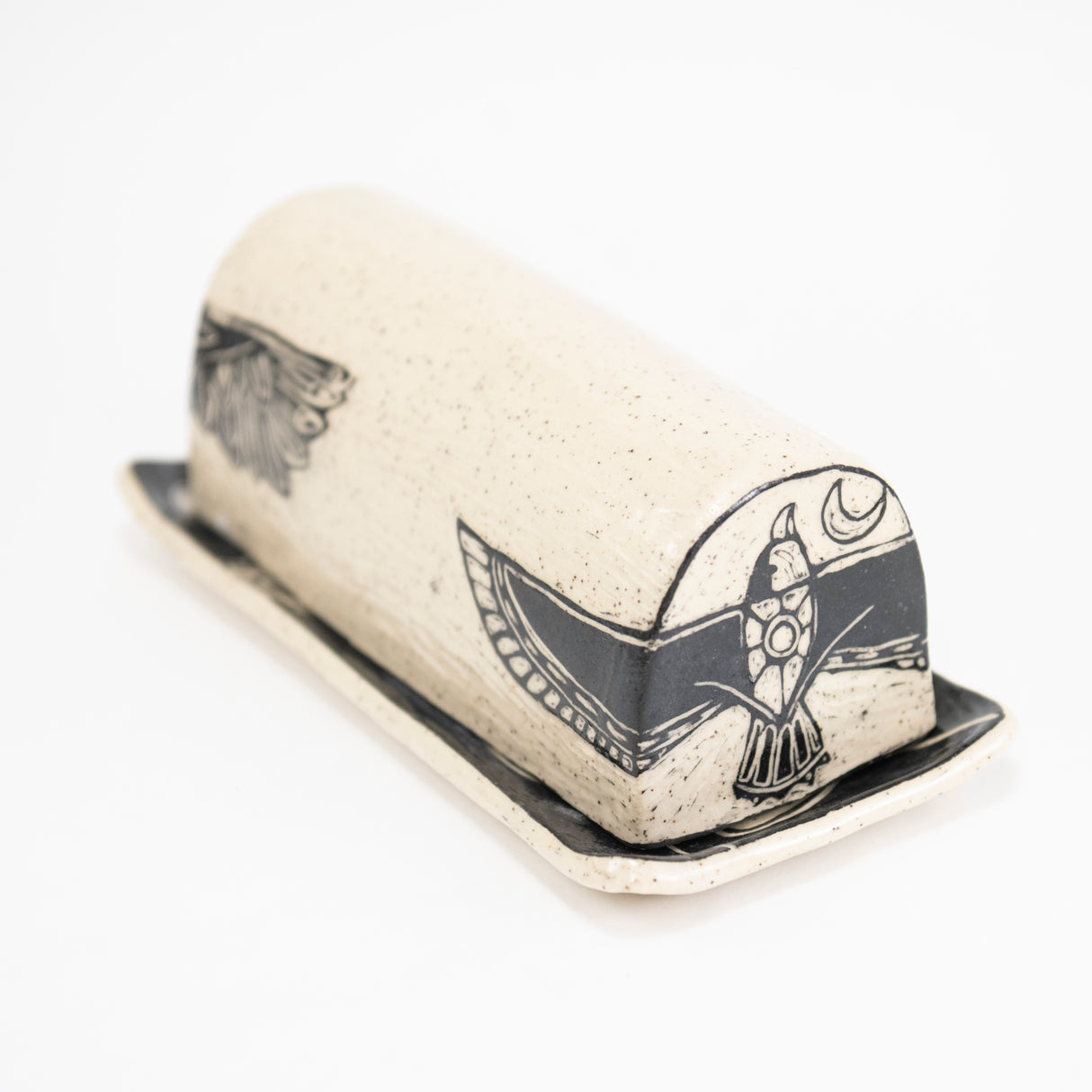 Owl and Hawk Butter Dish