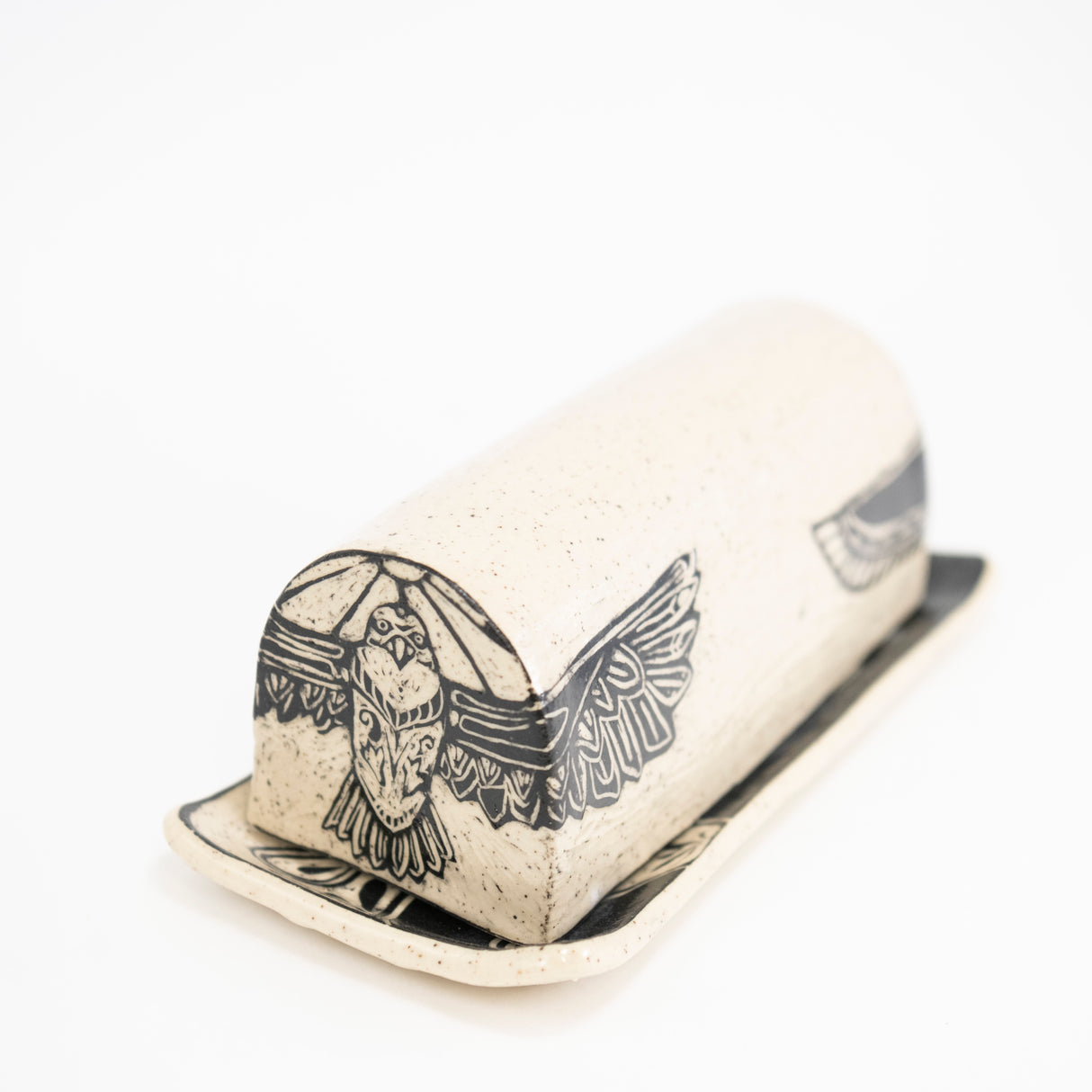 Owl and Hawk Butter Dish
