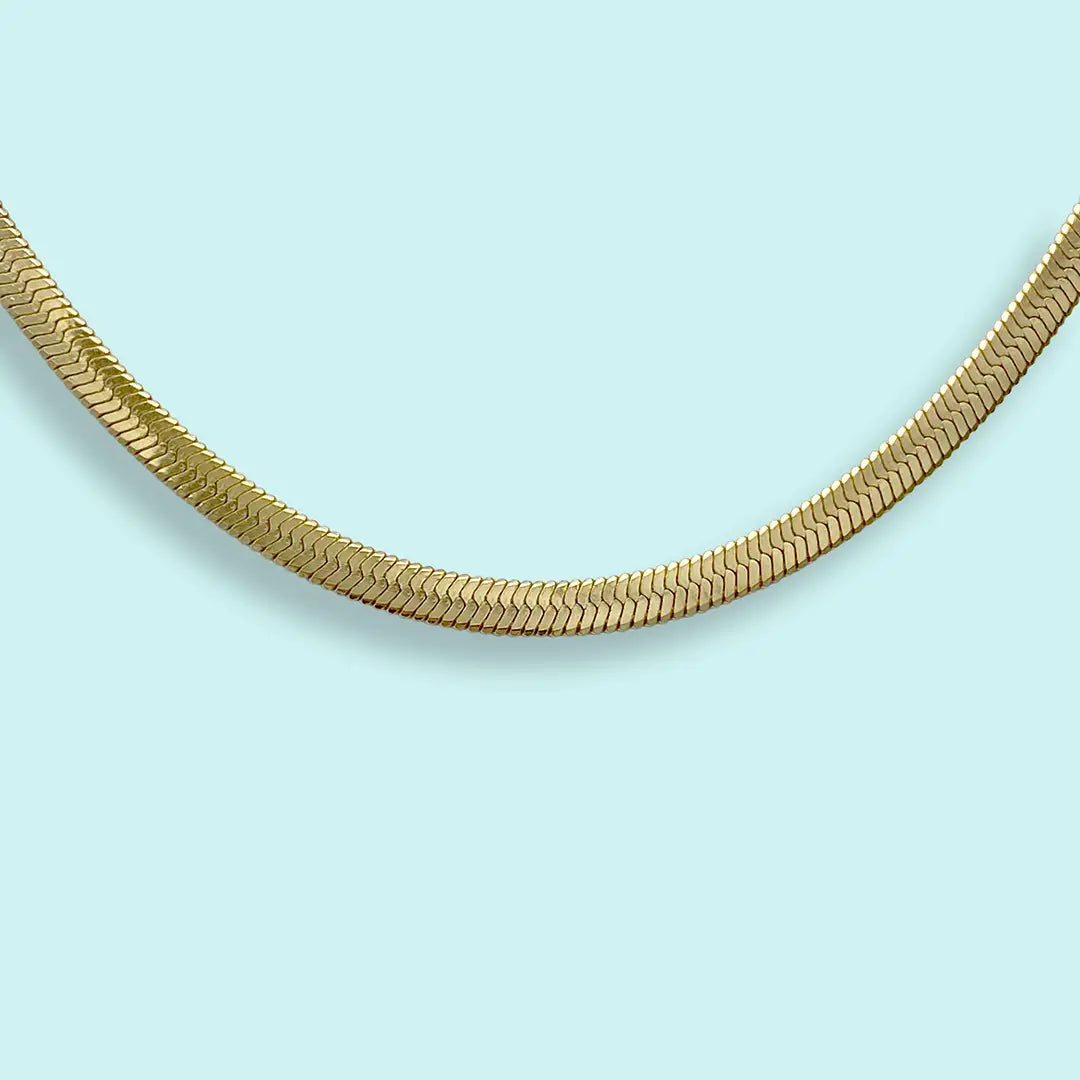 Gold Herringbone 18" Chain Necklace