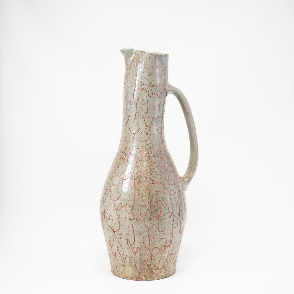 16" Pitcher with Orange Squiggles by Michael McCarthy