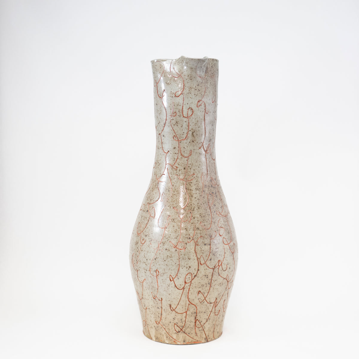 16" Pitcher with Orange Squiggles by Michael McCarthy
