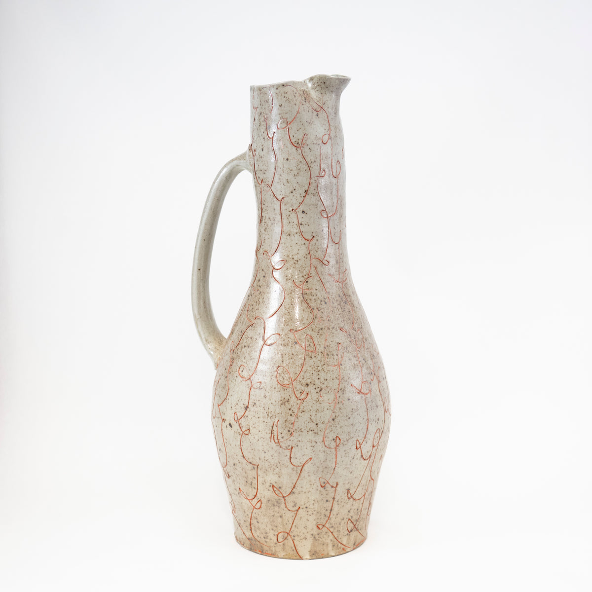 16" Pitcher with Orange Squiggles by Michael McCarthy