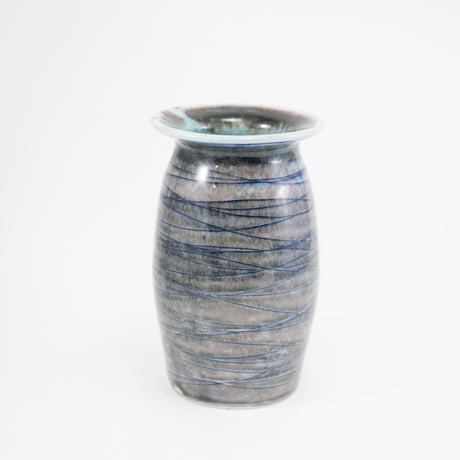 Blue Lined Porcelain 6.5" Vase by Michael McCarthy