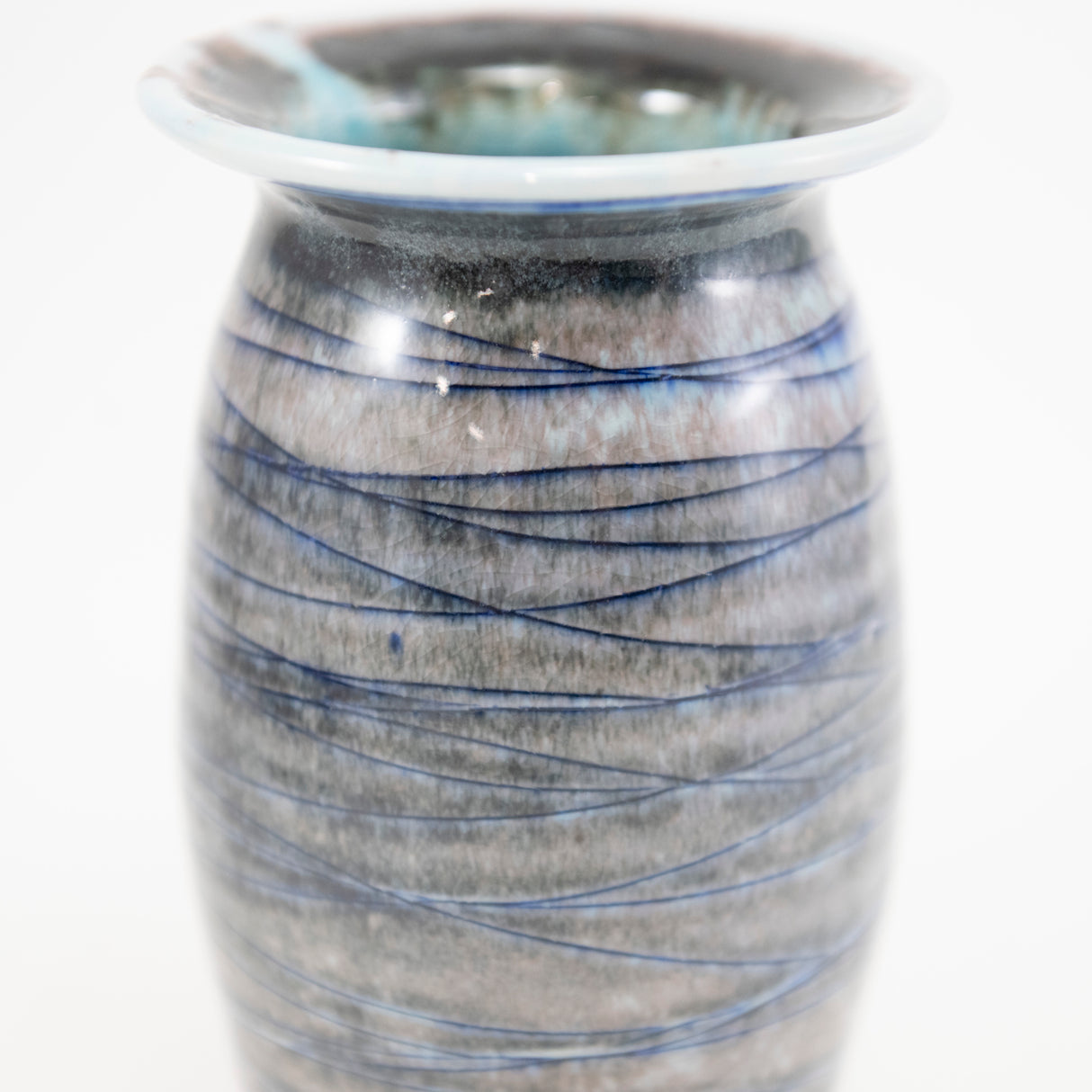 Blue Lined Porcelain 6.5" Vase by Michael McCarthy