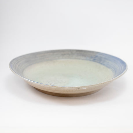 Platter with Green Interior and Wood Ash Speckles by Michael McCarthy 12.5"