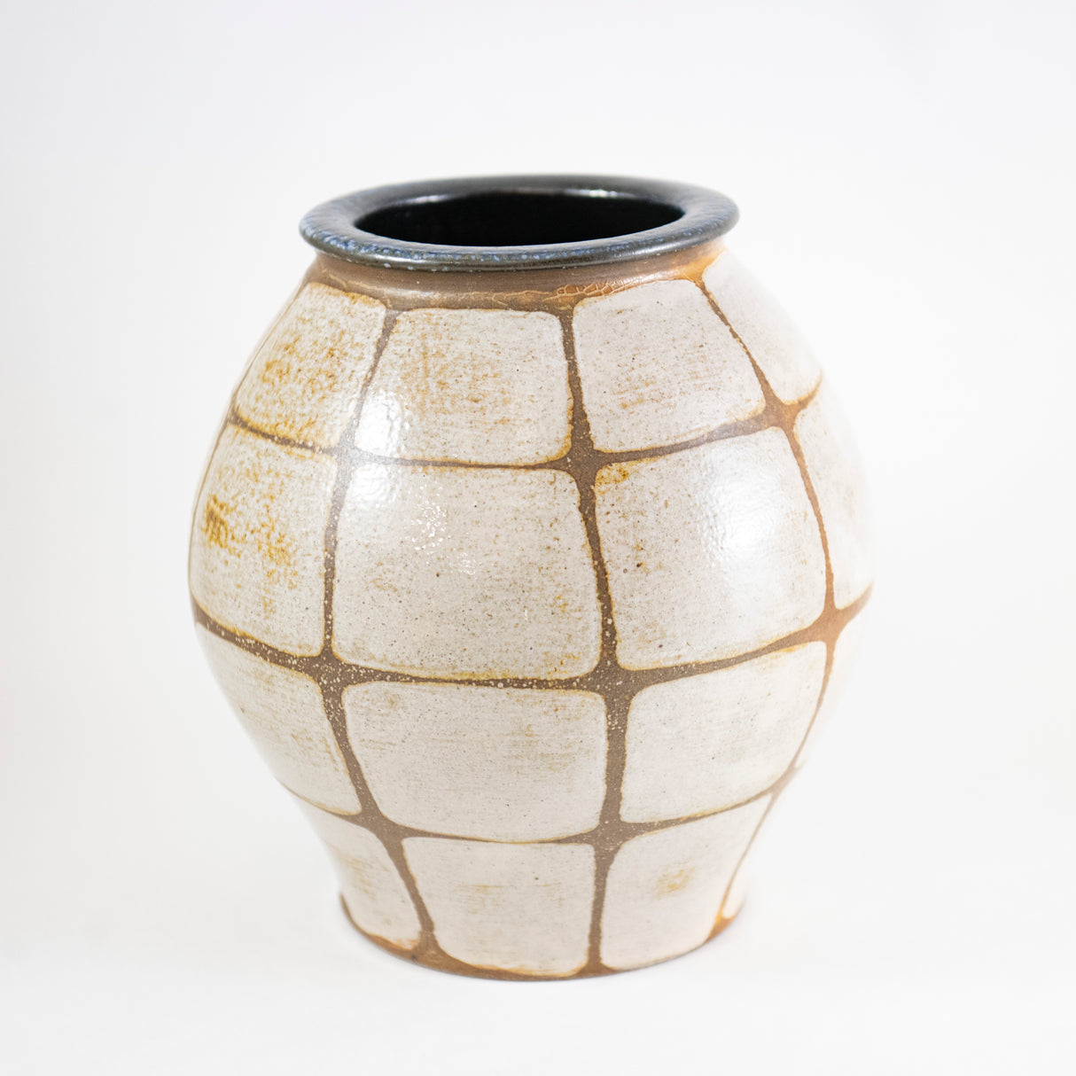 Large Round Vase with White Squares by Mark Shapiro