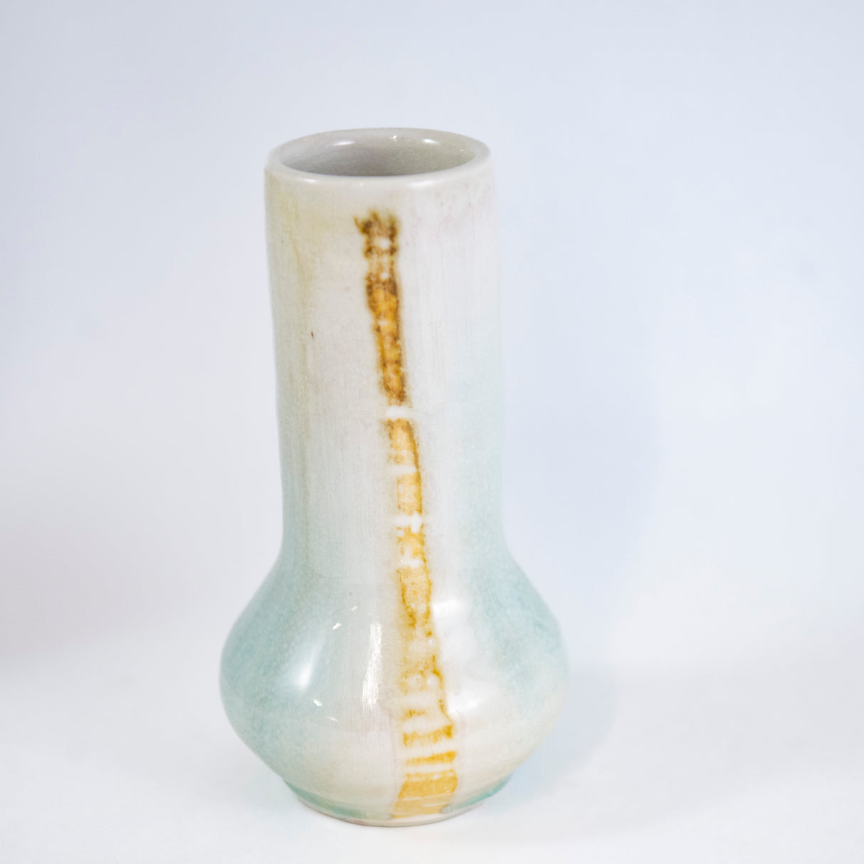 Small Teal Vase with Two Stripes by Mark Shapiro