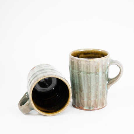 Green Mug with Vertical Stripes by Mark Shapiro