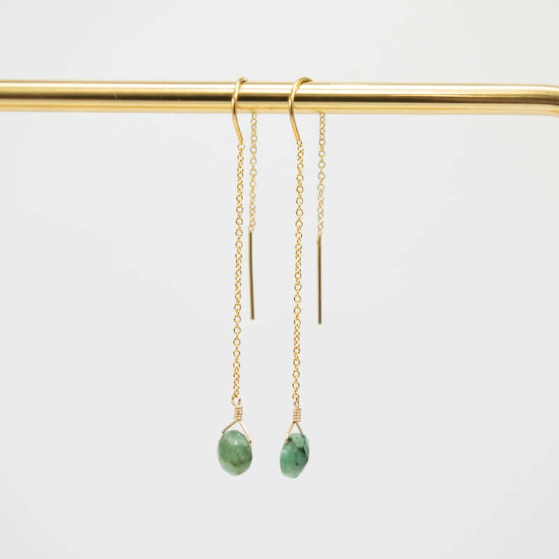 Gold Fill Raw Emerald Earrings at PINCH