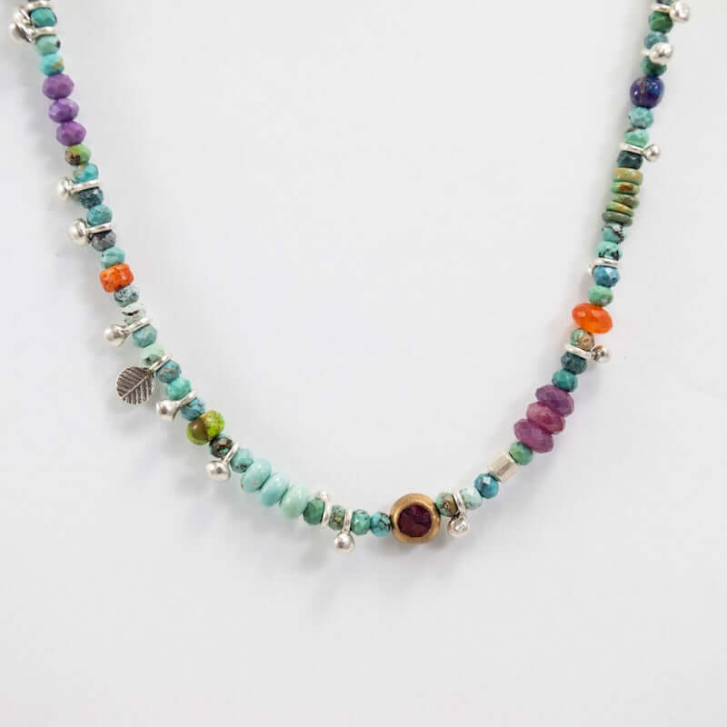Silver Dragon Skin Necklace with Turquoise, Amethyst and Peridot at PINCH