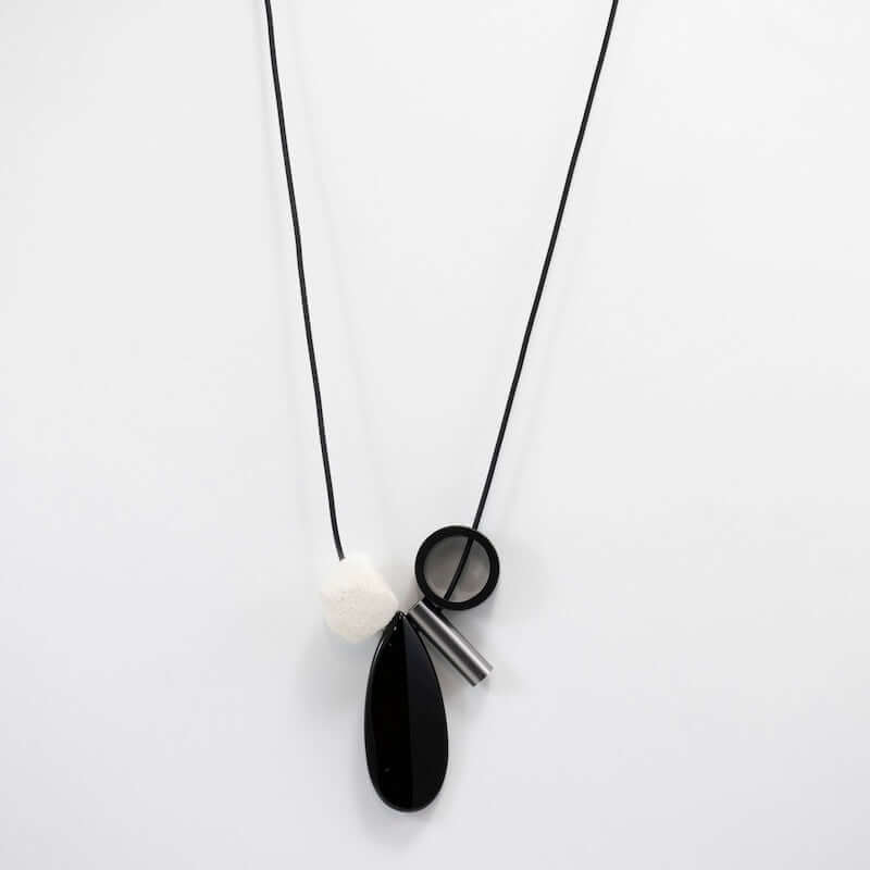 Black and White Vintage Tubes Necklace at PINCH