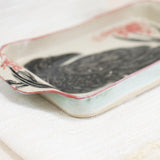 Small Black Bird with Red Berry Casserole Dish