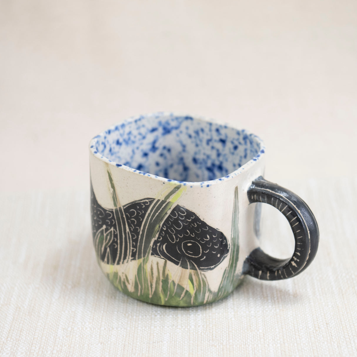 Snake Mug with Blue Speckled Interior 2