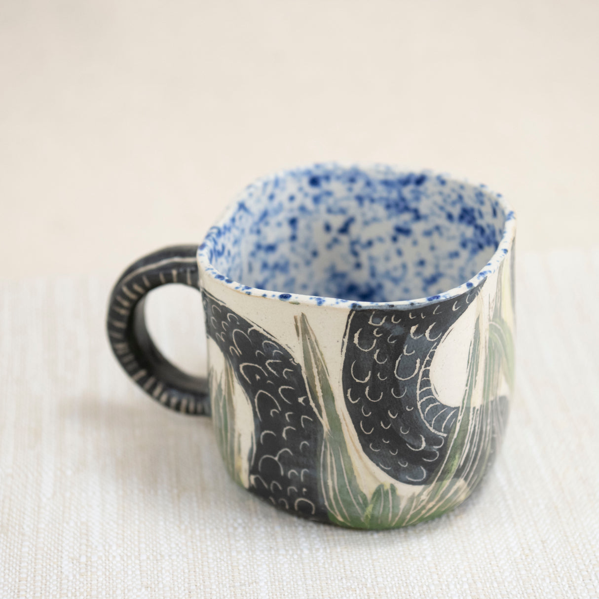 Snake Mug with Blue Speckled Interior 2
