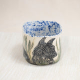 Triple Pups Mug with Blue Speckled Interior