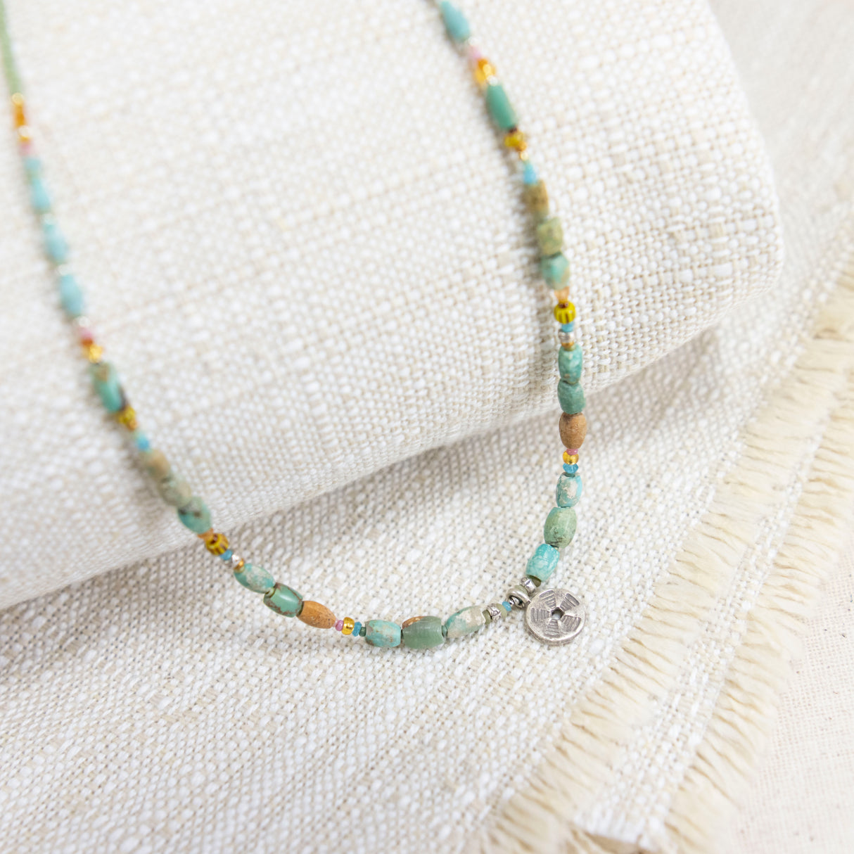 Turquoise, Apatite, Vintage Trade Beads Necklace