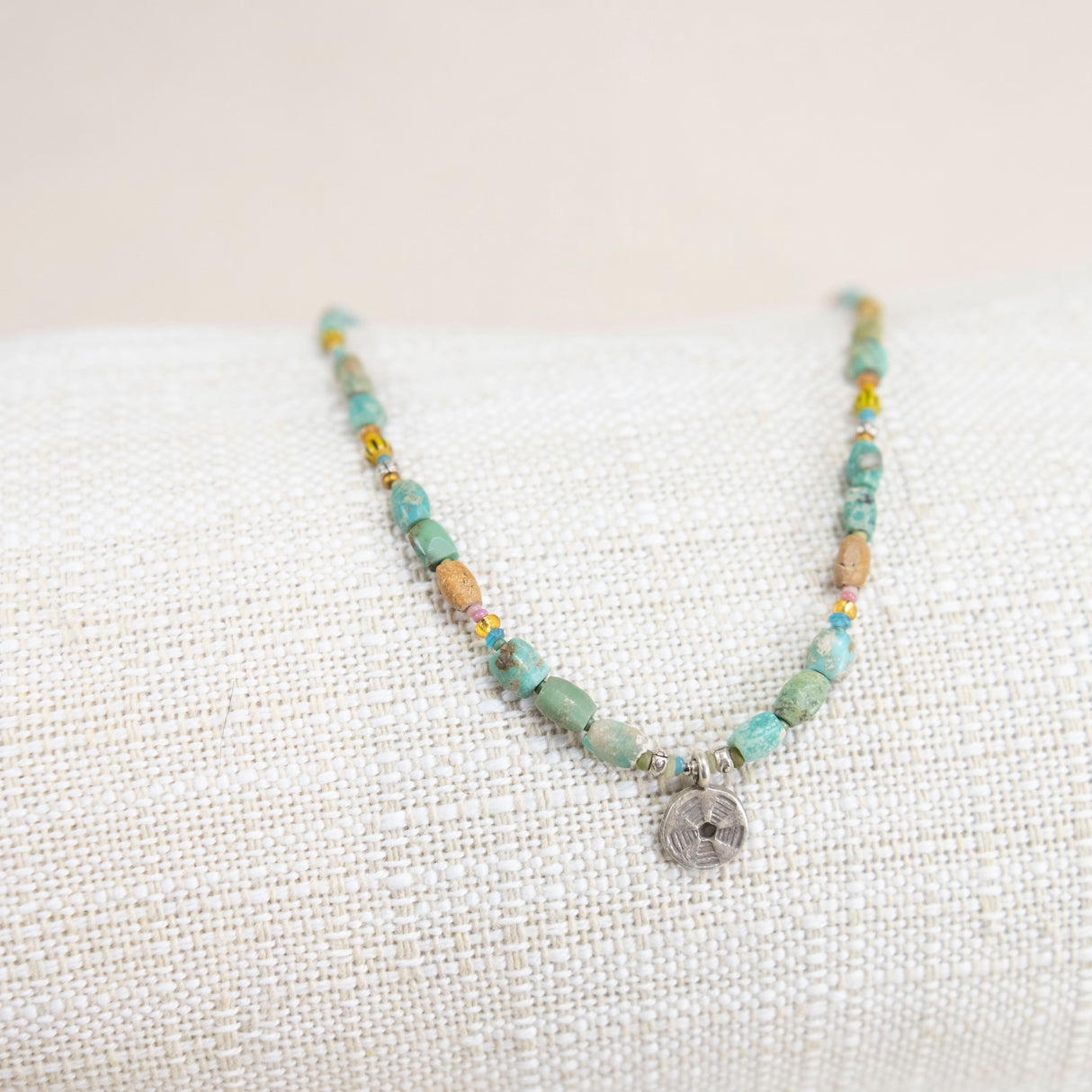 Turquoise, Apatite, Vintage Trade Beads Necklace
