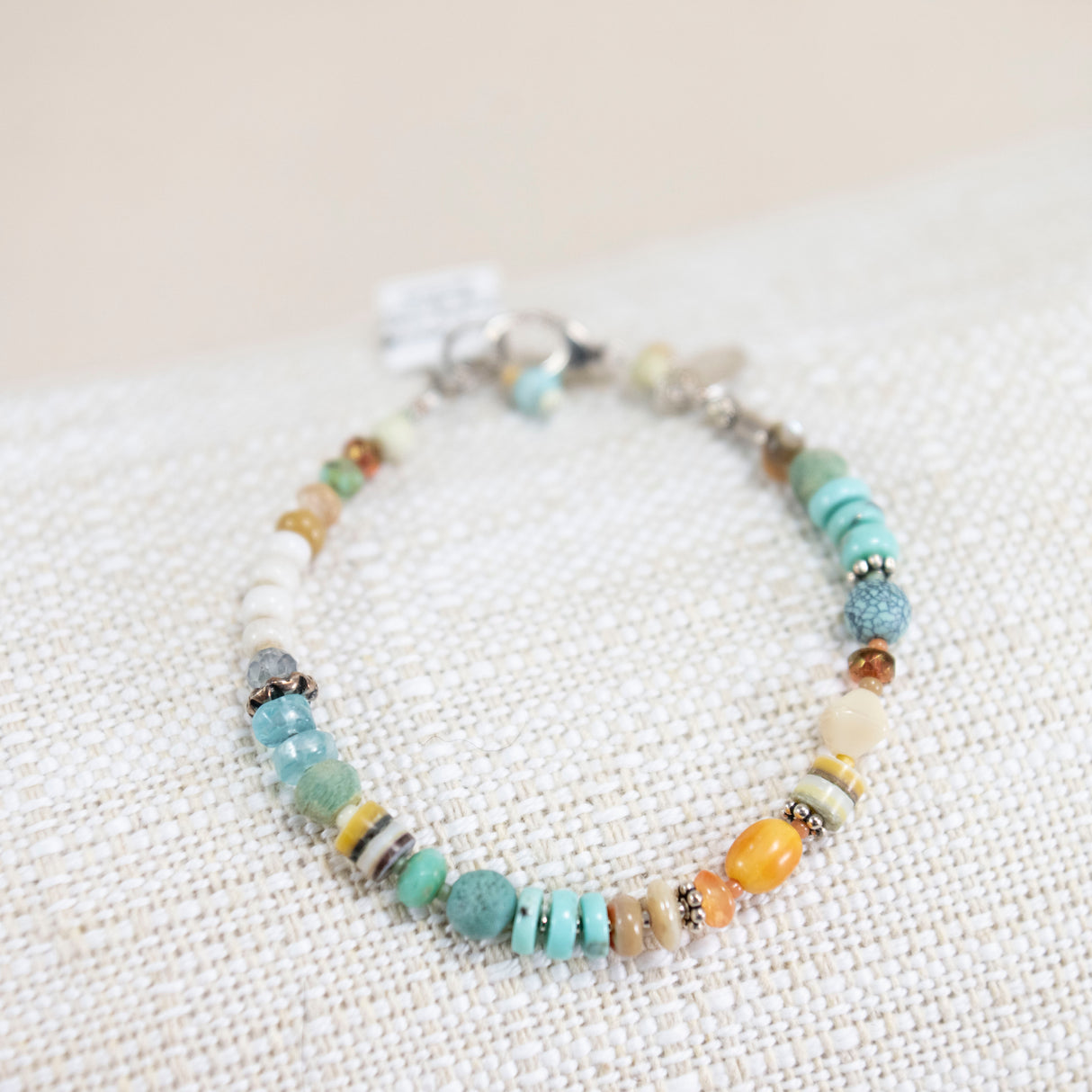 Sterling Silver, Turquoise, Coral, Carnelian, Apatite, Abalone Bracelet