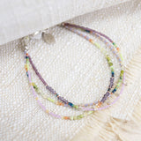Sterling Silver, Serpentine, Amethyst, Peridot, Vintage glass beads Bracelet