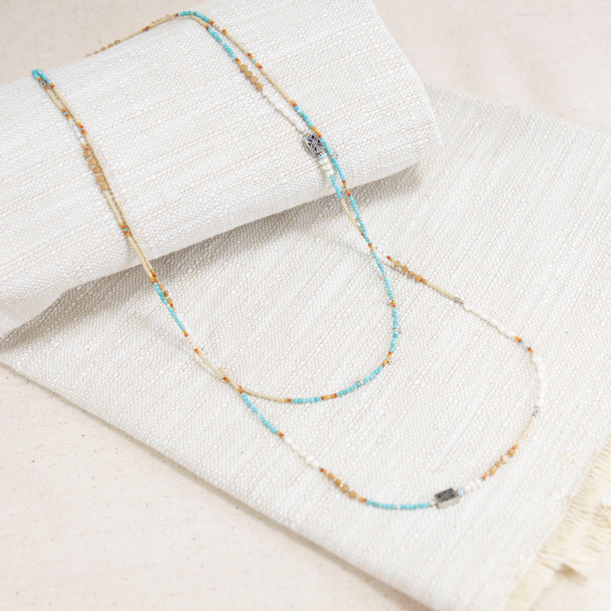 56" Sterling Silver, Sleeping Beauty Turquoise, Fresh Water Pearl Necklace