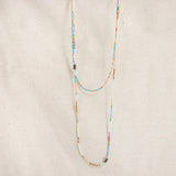 56" Sterling Silver, Sleeping Beauty Turquoise, Fresh Water Pearl Necklace