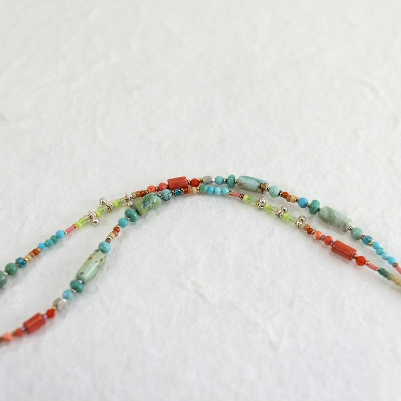 Sterling Silver Bracelet with Turquoise, Coral, and Czech Glass Beads