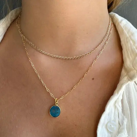 Chrysocolla Coin Necklace in Vermeil from Philippa Roberts at Pinch in Northampton, MA
