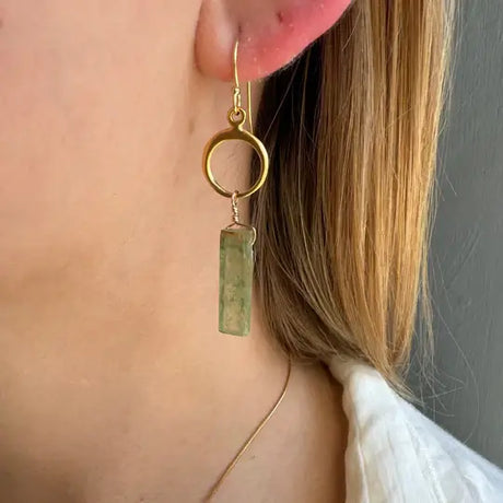 Circle with Green Kyanite Earings in Gold Vermeil from Philippa Roberts at Pinch in Northampton, MA