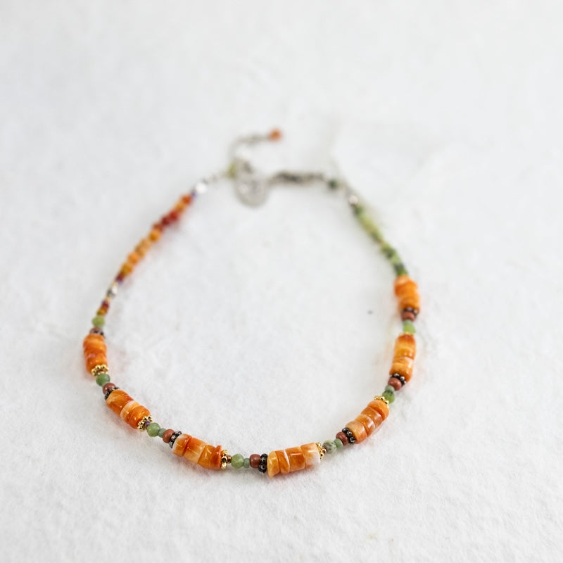 Sterling Silver, Spiney Oyster Shell, Serpentine, 18K Vermeil Bracelet