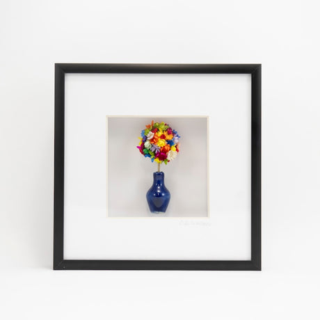6x6 Single Blue Vase with Dried Flowers Shadowbox, with Black Frame from Carlos Silva at Pinch in Northampton, MA