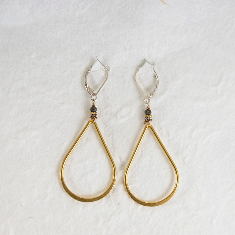 Sterling Silver Earrings with 24K Gold Vermeil and Pyrite
