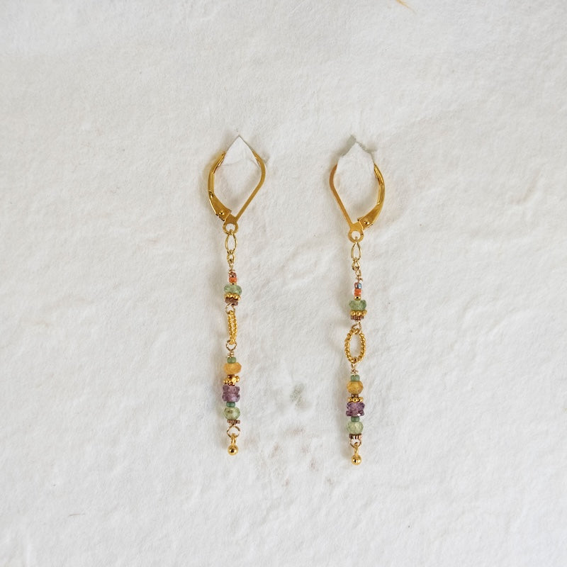 Fanta Garnet, Rhodalite, Cubic Zirconia 14k Gold Fill Earrings