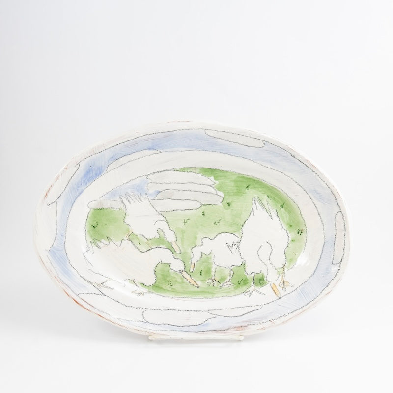 Small Oval Platter with Ducks
