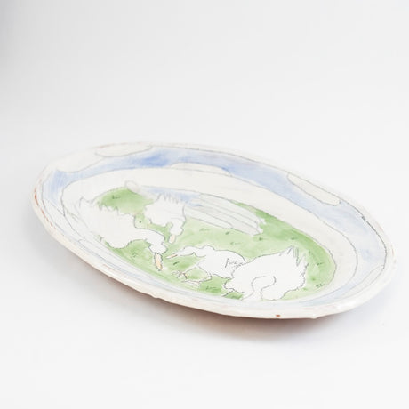 Small Oval Platter with Ducks