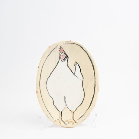 Tiny Oval Plate with a Chicken