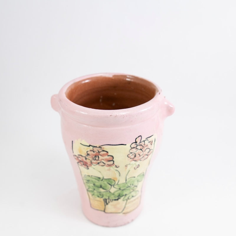 Medium Pink Vase with Flowers in a Pot