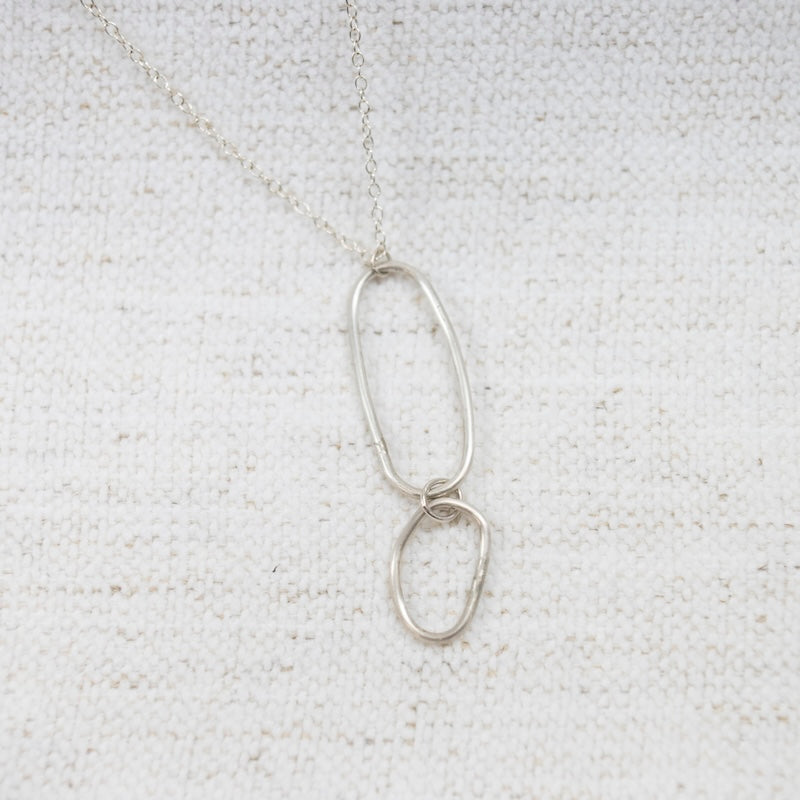 Two Ovals Necklace Sterling Silver
