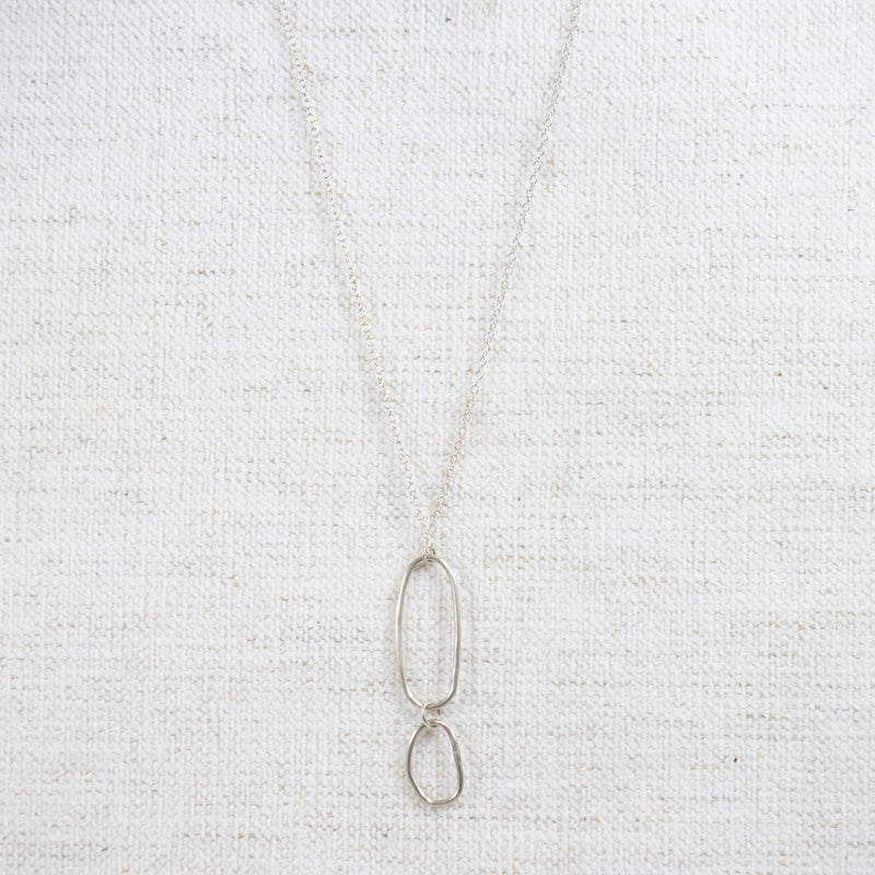 Two Ovals Necklace Sterling Silver
