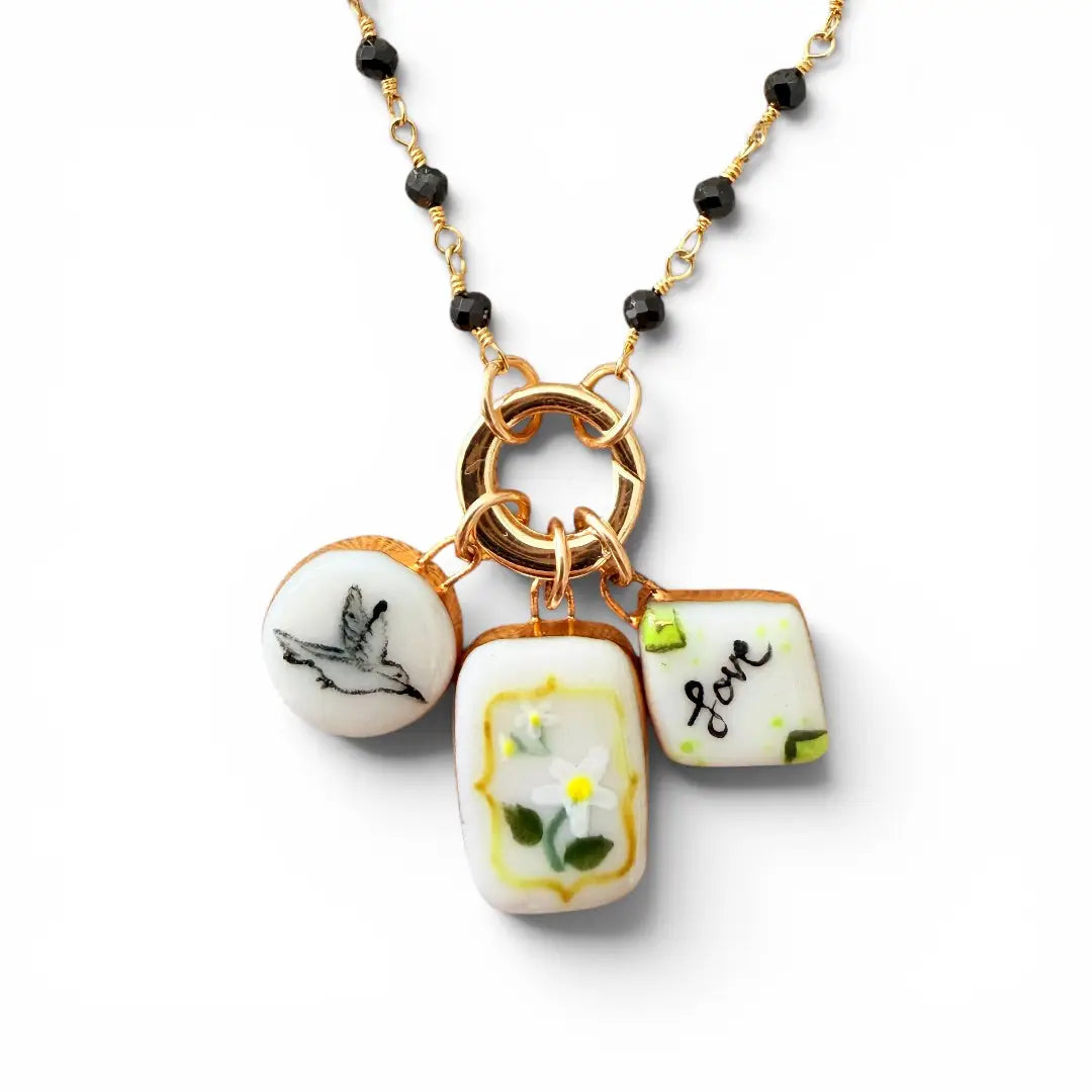 Black & White Hummingbird Charm
